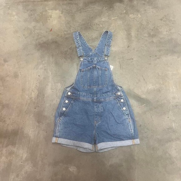 NWT y2k old navy women's blue overall shorts vintage‎ denim - Picture 1 of 7